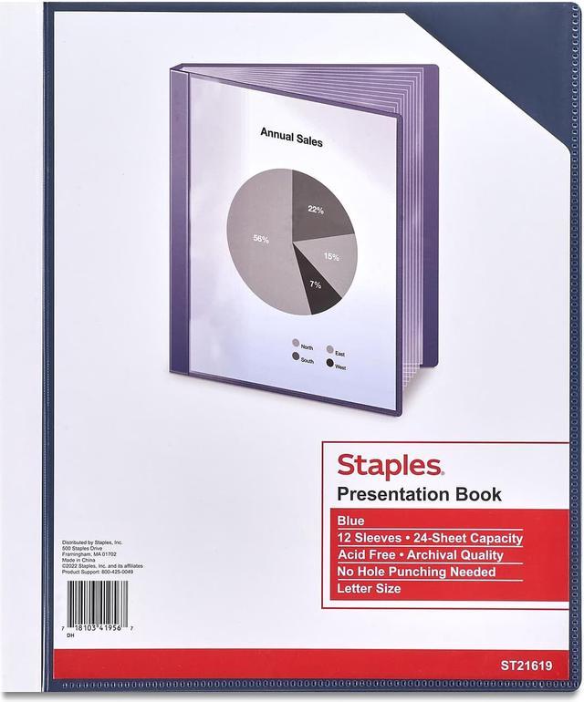 Staples Presentation Binder 12 Sleeve Capacity Blue (21619) 479218