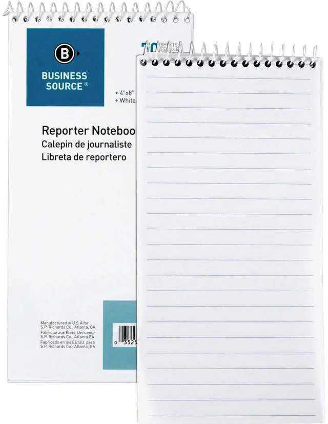 Main image of Business Source Reporter's Pocket Notebook Ruled Spiral 4"x8" 70 Shts WE 10972