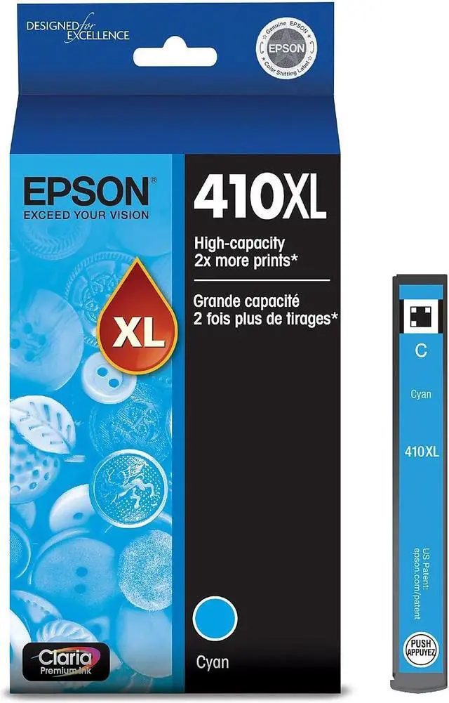 Alt view image 12 of 15 - Epson T410 Claria Premium High Capacity Cyan Ink Cartridge #T410X220S