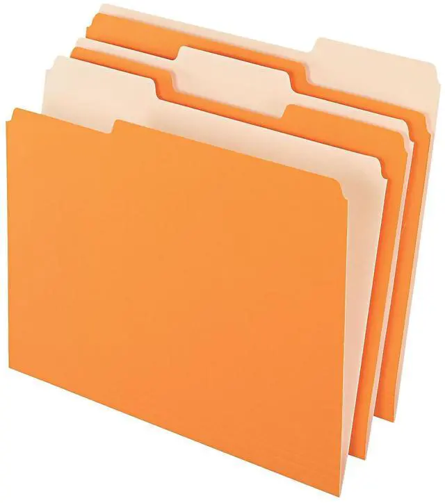 Alt view image 10 of 10 - Pendaflex 1521/3ORA Two-Tone File Folders- 1/3 Cut- Top Tab- Letter- Orange/Light Orange- 100/Box