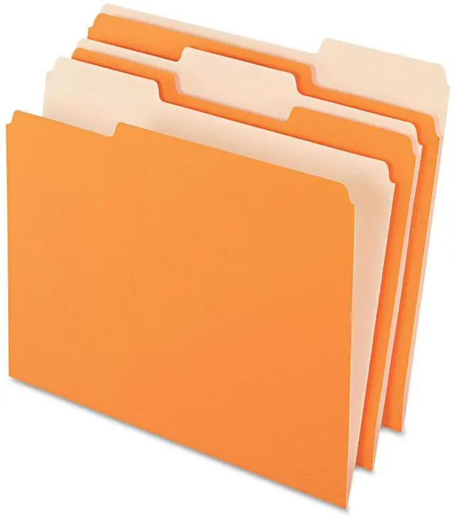 Main image of Pendaflex 1521/3ORA Two-Tone File Folders- 1/3 Cut- Top Tab- Letter- Orange/Light Orange- 100/Box