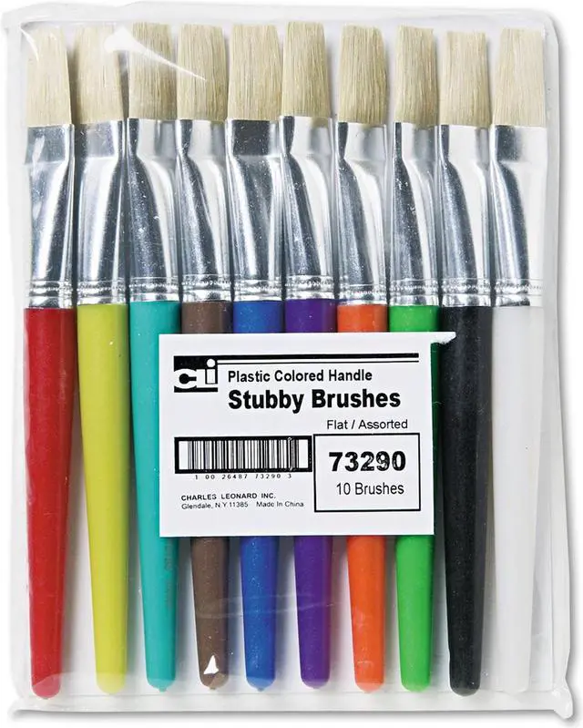 Alt view image 5 of 7 - Charles Leonard Stubby Brush Set, Natural Bristle, Flat, 10/Set 73290