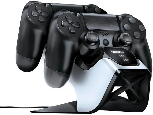 Alt view image 13 of 15 - Bionik Power Stand PS4 DualStock Controllers Charger Stand Dock for PlayStation 4