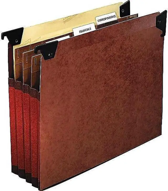 Alt view image 9 of 9 - Tops Pendaflex 45422 3   Expansion Swing Hook Hanging File Pockets  Manila  Letter  Red  Five per Box