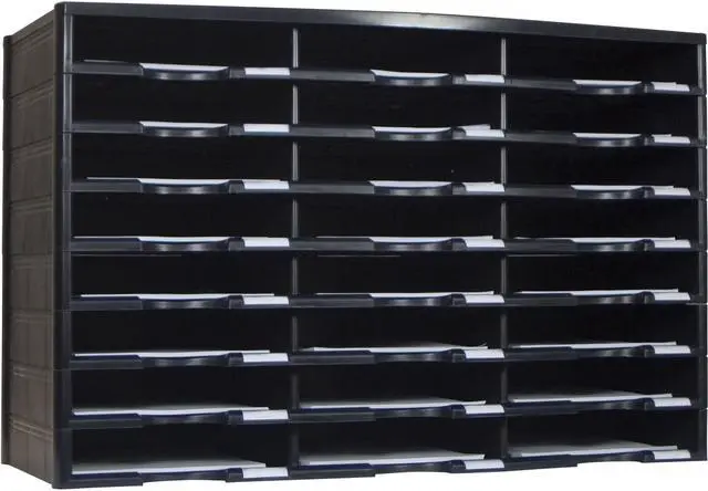 Main image of Storex Literature Sorter 24 Comp 14-1/10"Wx31-2/5"Lx20-1/2"H BK 61435U01C