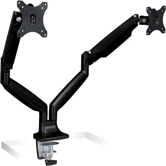 Alt view image 8 of 20 - Mount-It! Height Adjustable Dual Monitor Desk Mount Arms for 13" to 32" Monitors Black (MI-1772-BLACK)