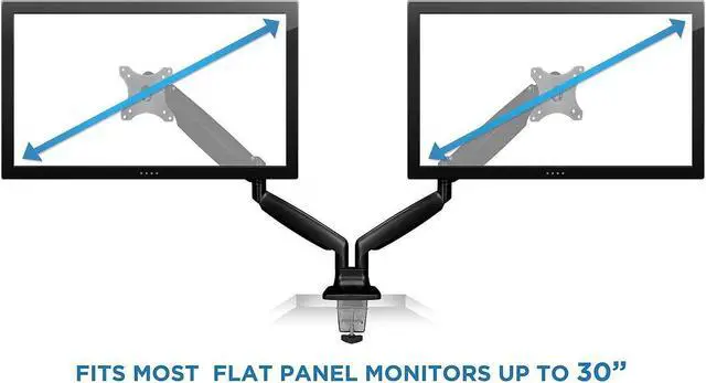 Alt view image 11 of 20 - Mount-It! Height Adjustable Dual Monitor Desk Mount Arms for 13" to 32" Monitors Black (MI-1772-BLACK)