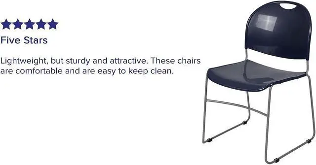 Alt view image 15 of 20 - HERCULES Series 880 lb. Capacity Navy Ultra-Compact Stack Chair with Silver Powder Coated Frame