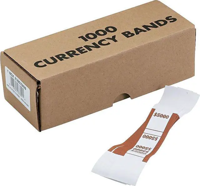 Alt view image 8 of 8 - Coin-Tainer Currency Straps Brown $5 000 in $50 Bills 1000 Bands/Pack 405000