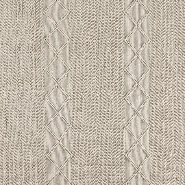 Alt view image 19 of 19 - 8' x 10' White & Ivory Geometric Design Handwoven Area Rug - Wool/Polyester/Cotton Blend