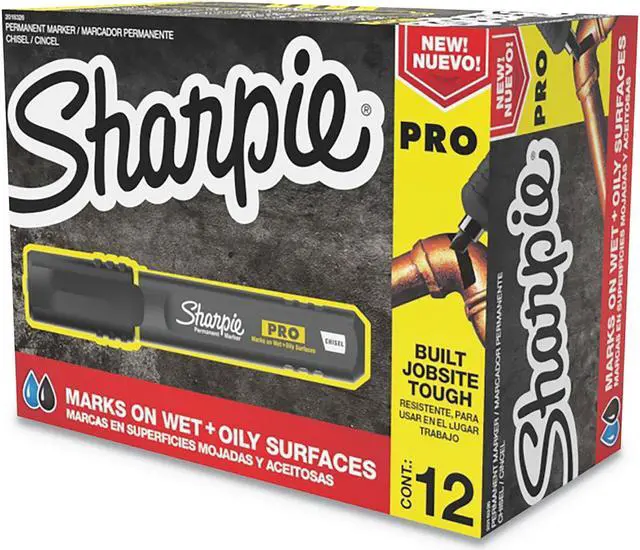 Alt view image 12 of 15 - Sharpie PRO Permanent Markers Chisel Tip Black 12/Pack (2018326A)