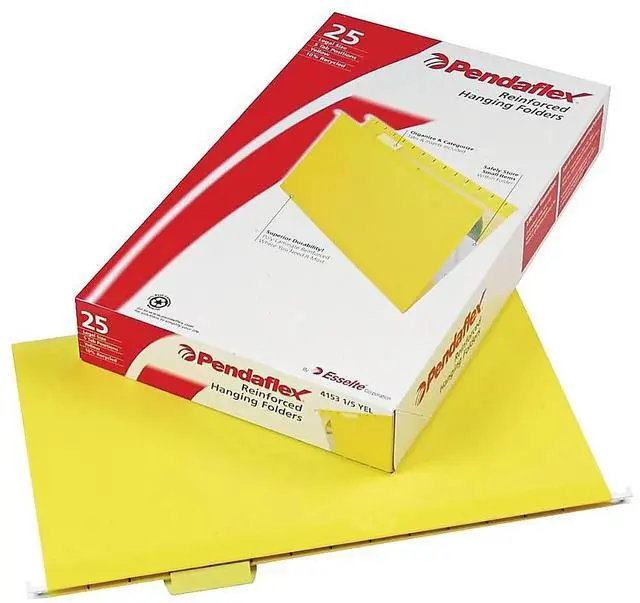Alt view image 10 of 10 - Pendaflex Reinforced Hanging Folders 1/5 Tab Legal Yellow 25/Box 415315YEL