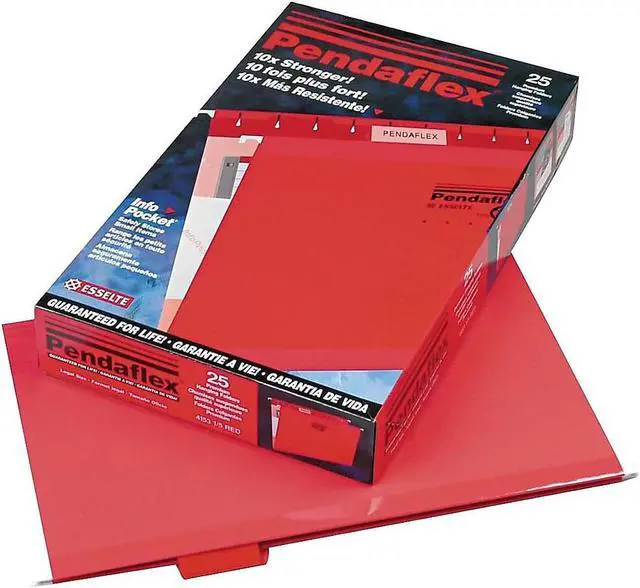 Alt view image 10 of 10 - Pendaflex Reinforced Hanging Folders 1/5 Tab Legal Red 25/Box 415315RED