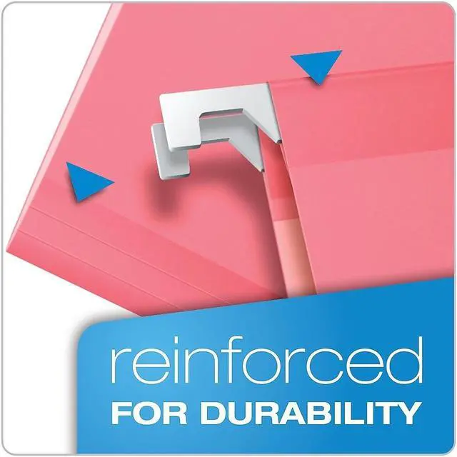 Alt view image 11 of 15 - Pendaflex Reinforced Hanging Folders 1/5 Tab Legal Pink 25/Box 415315PIN