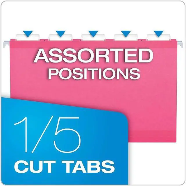 Alt view image 12 of 15 - Pendaflex Reinforced Hanging Folders 1/5 Tab Legal Pink 25/Box 415315PIN
