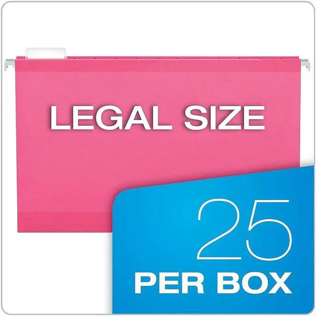 Alt view image 13 of 15 - Pendaflex Reinforced Hanging Folders 1/5 Tab Legal Pink 25/Box 415315PIN
