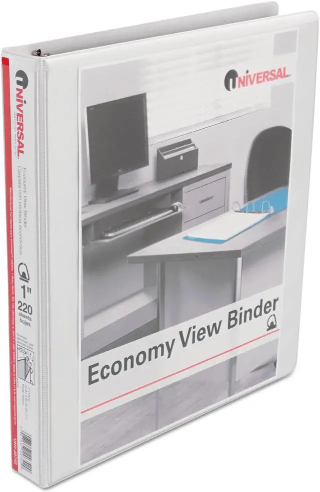 Alt view image 12 of 18 - UNIVERSAL Slant-Ring Economy View Binder 1" Capacity White 4 per Pack 20742PK