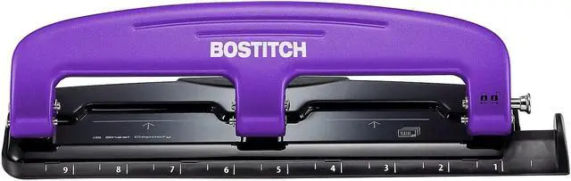 Alt view image 4 of 5 - Accentra 2105 12-Sheet Capacity Compact Three-Hole Punch, Rubber Base, Purple-Black