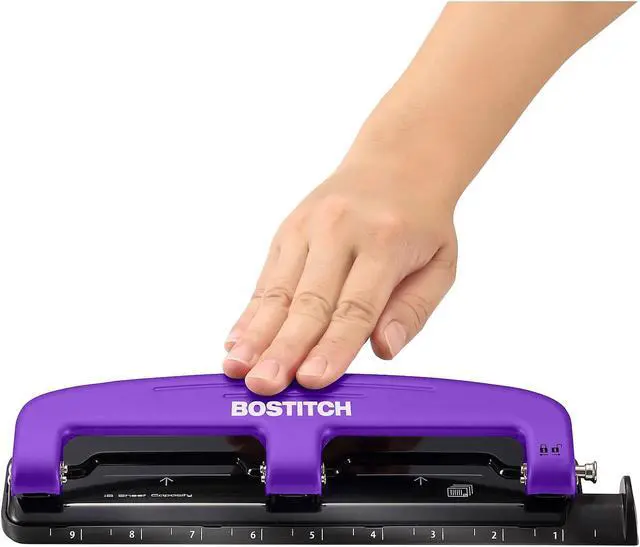 Alt view image 5 of 5 - Accentra 2105 12-Sheet Capacity Compact Three-Hole Punch, Rubber Base, Purple-Black