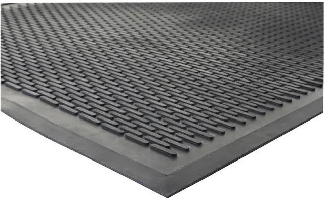 Main image of Genuine Joe Scraper Outdoor Mat Rubber Traps Dirt/Grime 4'x6' Black 70467
