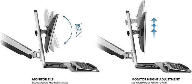 Alt view image 10 of 11 - Mount-It! Single Monitor Adjustable Sit Stand Workstation | Fits 17"-32" Screens