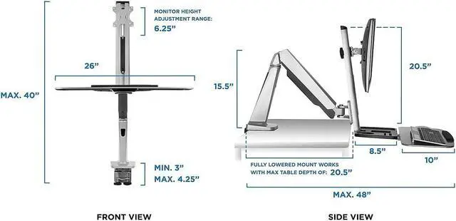 Alt view image 11 of 11 - Mount-It! Single Monitor Adjustable Sit Stand Workstation | Fits 17"-32" Screens