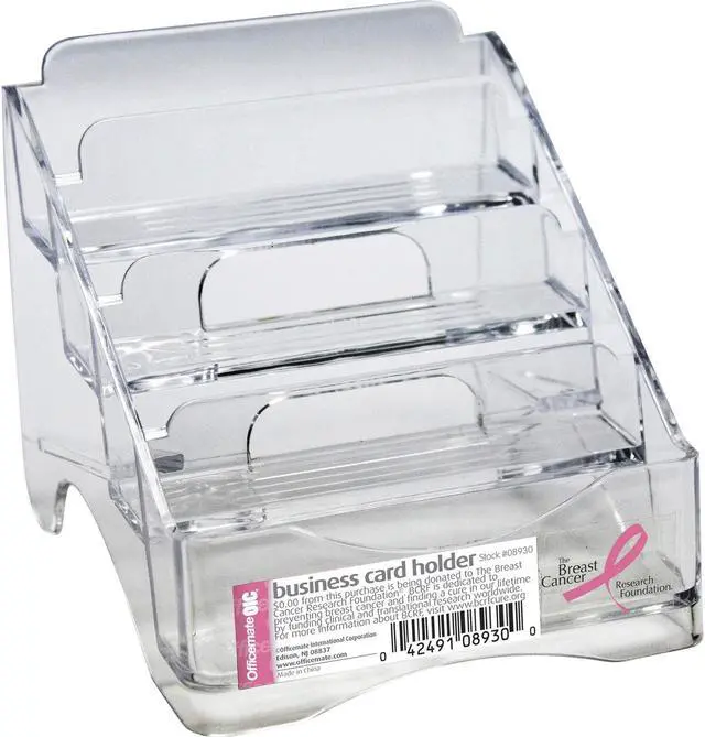 Alt view image 2 of 10 - OIC 4-tier BCA Business Card Holder - 4" x 3.8" x 4" x - Plastic - 1 Each - Clear