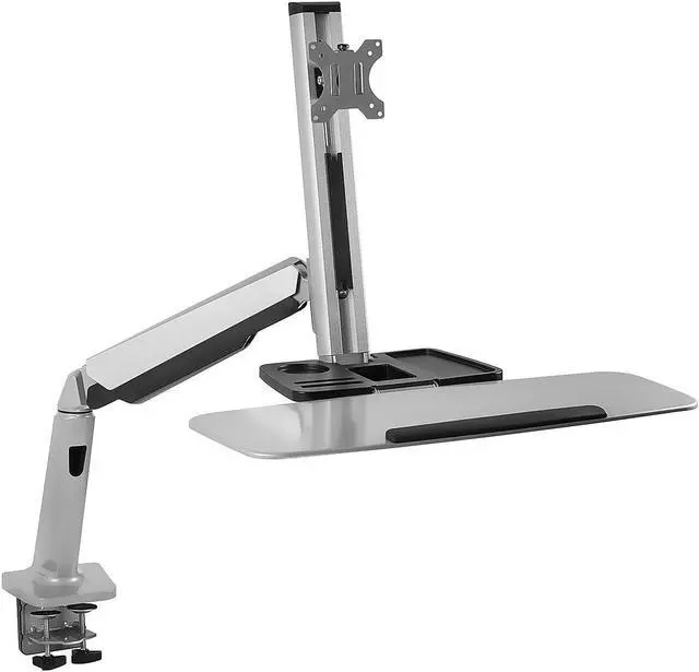 Alt view image 7 of 11 - Mount-It! Single Monitor Adjustable Sit Stand Workstation | Fits 17"-32" Screens