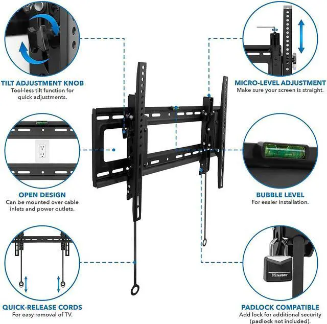 Alt view image 5 of 8 - Mount-It! Premium Tilt Wall TV Mount 154 Lbs. Max. (MI-382)
