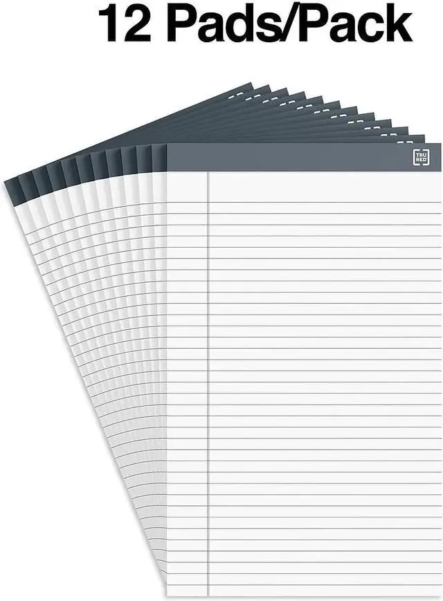 Alt view image 2 of 10 - TRU RED Notepads 8.5" x 14" Wide Ruled White 50 Sheets/Pad 12 Pads/Pack TR57372