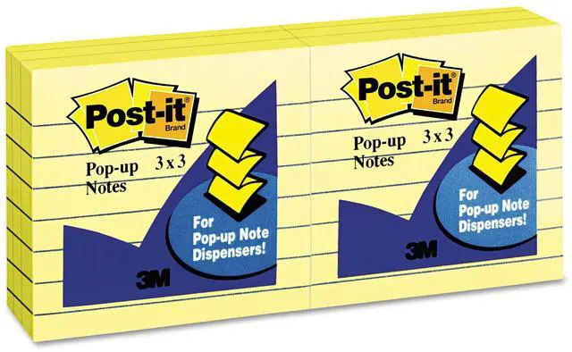 Alt view image 16 of 20 - 3M R335YW Pop-Up Note Refills 3 x 3 Canary Yellow Six 100-Sheet Pads Pack