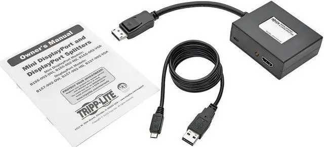 Alt view image 6 of 20 - Tripp Lite B157-002-HD 2-Port DisplayPort to HDMI Splitter