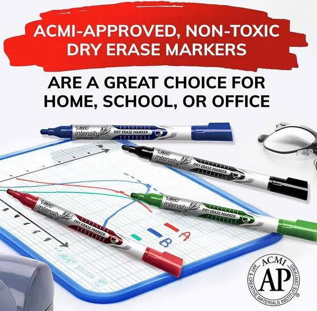 Alt view image 19 of 19 - BIC GELIPP121-AST Low Odor And Bold Writing Pen Style Dry Erase Marker, Bullet Tip, Assorted, 12