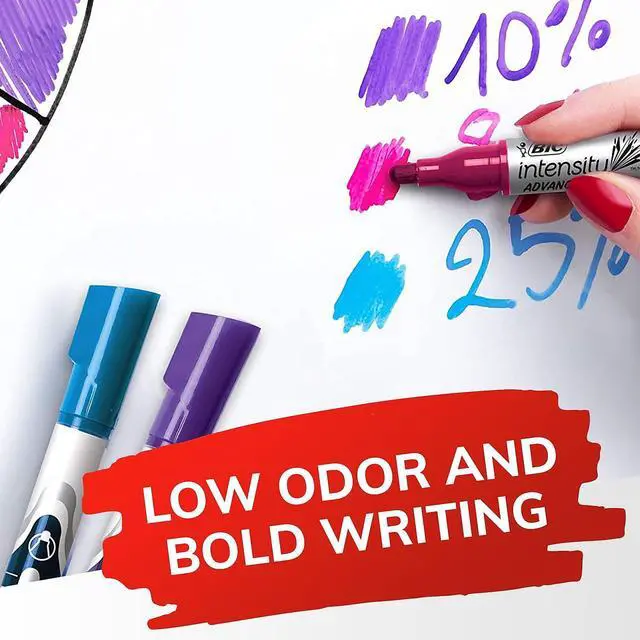 Alt view image 17 of 19 - BIC GELIPP121-AST Low Odor And Bold Writing Pen Style Dry Erase Marker, Bullet Tip, Assorted, 12