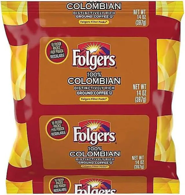 Alt view image 10 of 10 - Folgers Colombian Ground Coffee Filter Packs Ground - Regular - Colombian - Bold - 1.4 oz - 40 / Carton  FOL10107