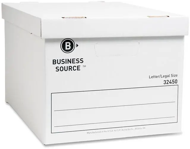 Alt view image 2 of 5 - Business Source Storage Boxes Ltr/Legal 400 lb 12"x15"x10" 12/CT White 32450