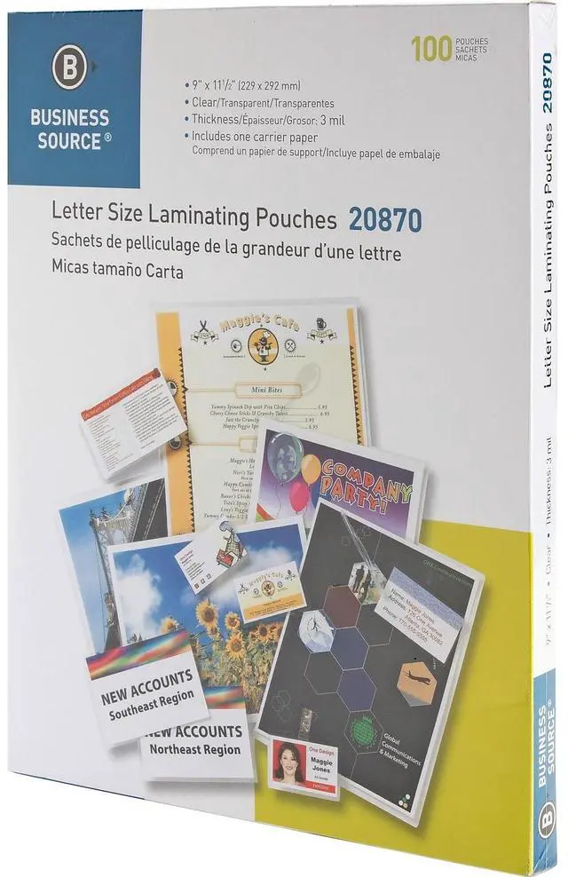 Alt view image 2 of 9 - Business Source Laminating Pouch Ltr 3Mil 9"x11-1/2" 100/BX Clear 20870