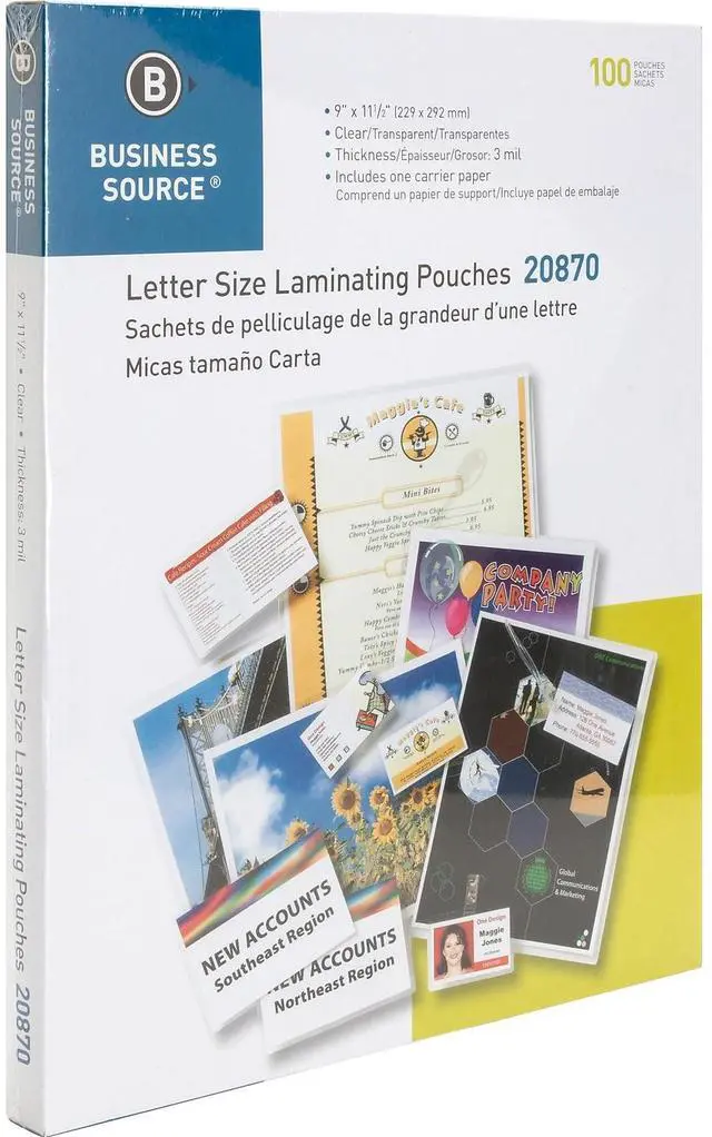 Alt view image 3 of 9 - Business Source Laminating Pouch Ltr 3Mil 9"x11-1/2" 100/BX Clear 20870