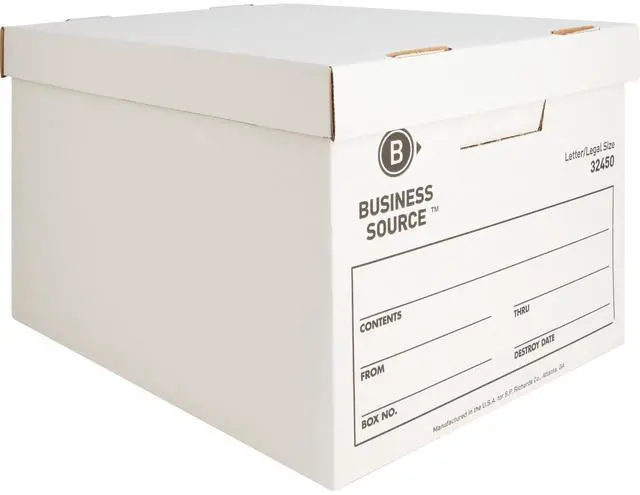 Main image of Business Source Storage Boxes Ltr/Legal 400 lb 12"x15"x10" 12/CT White 32450