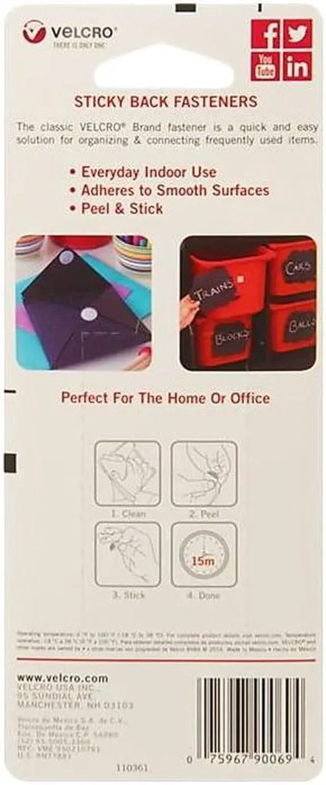 Alt view image 2 of 3 - Velcro 0.63"Dia. Sticky Back Hook & Loop Fasteners Black 1138043