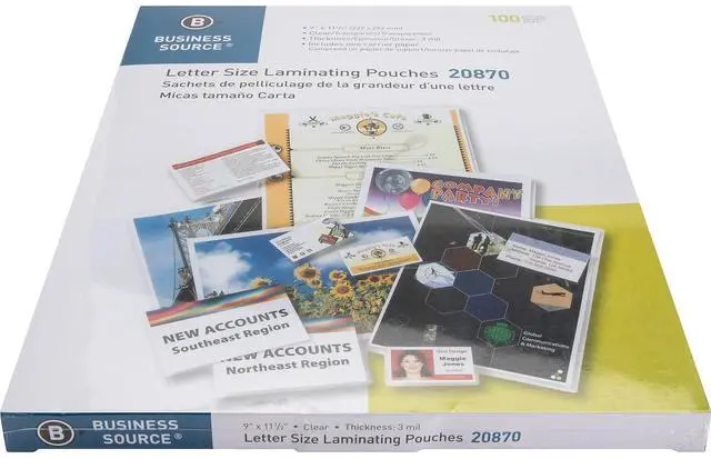 Alt view image 5 of 9 - Business Source Laminating Pouch Ltr 3Mil 9"x11-1/2" 100/BX Clear 20870