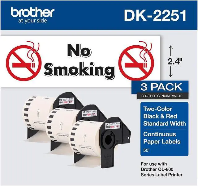 Alt view image 9 of 18 - Brother Continuous Paper Label Tape, 2.44" x 100ft, White, 3 Rolls/Pack