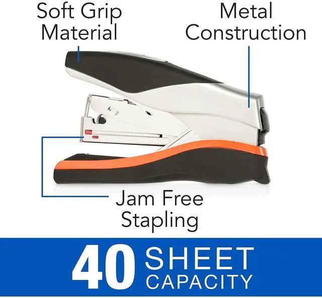 Alt view image 16 of 20 - Swingline Optima 40 Compact Stapler Half Strip 40-Sheet Capacity Black/Silver/Orange 87842
