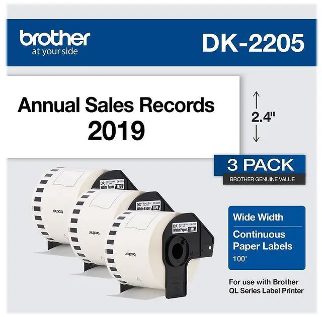 Alt view image 9 of 13 - Continuous Paper Label Tape, 2.4" x 100 ft, White, 3 Rolls/Pack