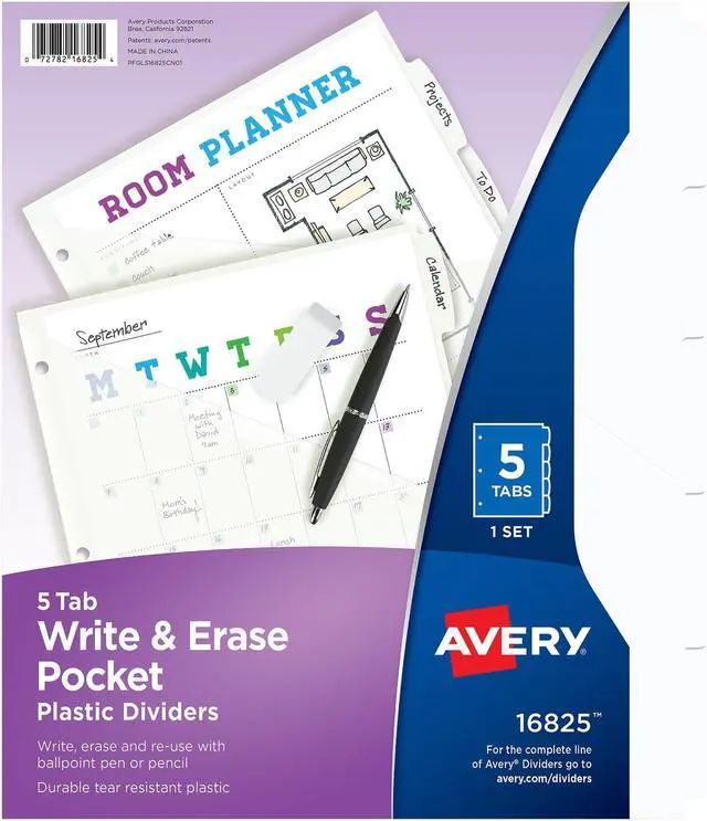 Alt view image 4 of 4 - Avery Dividers Plastic 5 Erasable Tabs Letter-size 1 Set 16825