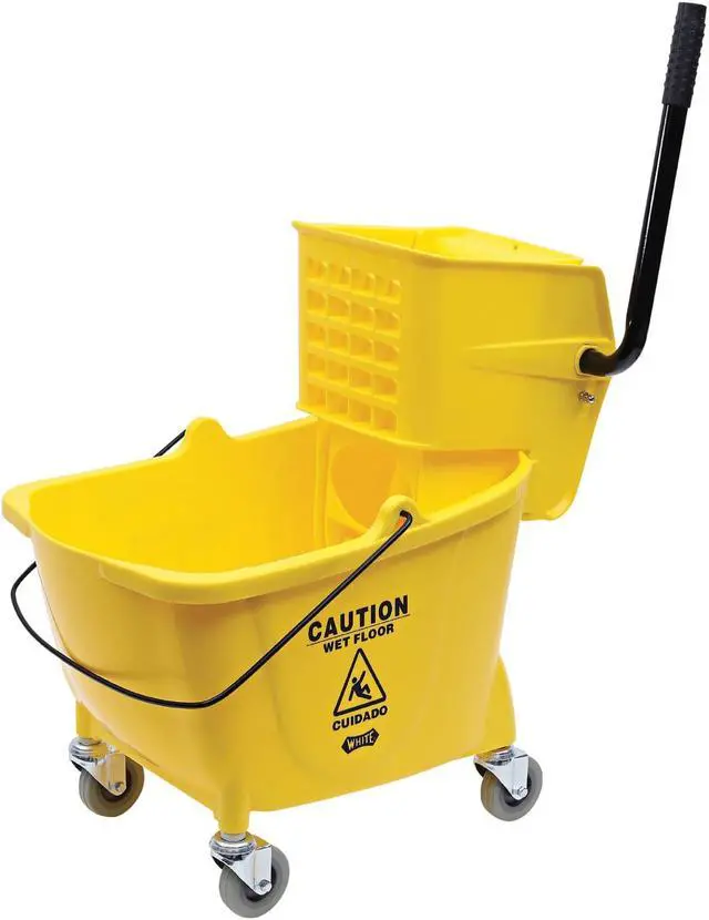 Alt view image 11 of 11 - Genuine Joe Bucket/Wringer Combo Sidepress 16"x14"x21" Yellow 02347