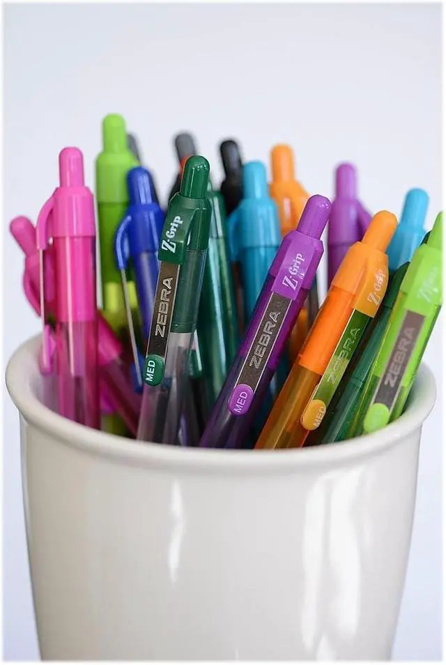 Alt view image 11 of 12 - Zebra Z-Grip Retractable Ballpoint Pen Assorted Ink Medium Point 24/Pack 12271
