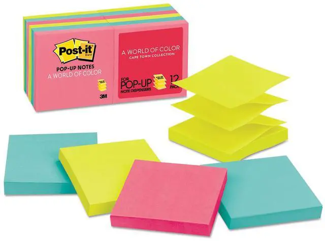 Alt view image 16 of 20 - 3M R33012AN Pop-Up Refills  3 x 3  Five Neon Colors  12 100-Sheets  Pads Pack