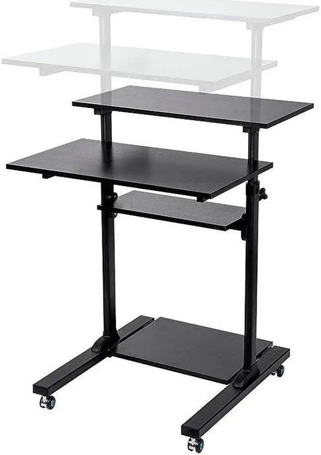 Alt view image 16 of 16 - Monoprice Height Adjustable PC Workstation Cart for Sit-Stand