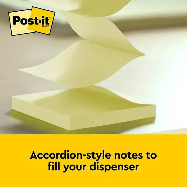 Alt view image 18 of 20 - 3M R33014YWM Pop-Up Note Pad Refills, 3 x 3, 7 Canary Yellow & 7 Asst. Brights 100-Sheet Pads
